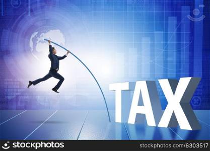 Businessman in tax evasion avoidance concept