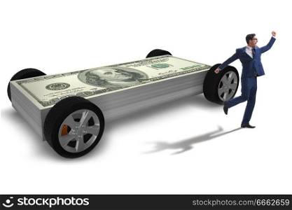 Businessman in the business concept with dollar car