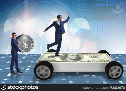 Businessman in the business concept with dollar car