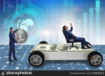 Businessman in the business concept with dollar car