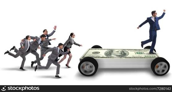 Businessman in the business concept with dollar car