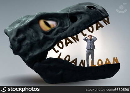 Businessman in the jaws of debt and loan