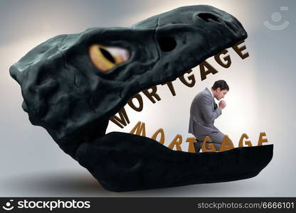 Businessman in the jaws of debt and loan