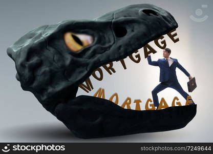 Businessman in the jaws of debt and loan