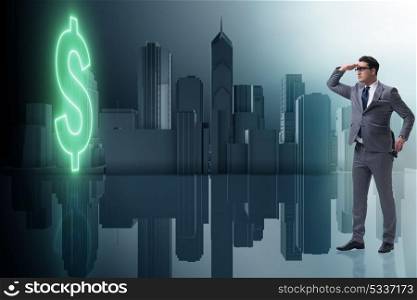 Businessman in the search of dollar