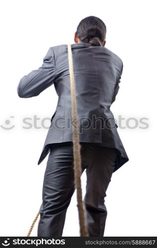 Businessman in the tug of war concept