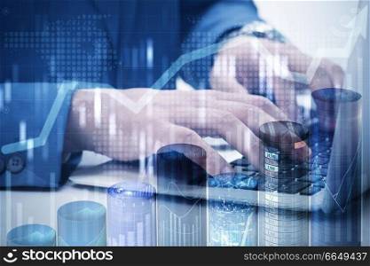 Businessman in trading and finance concept