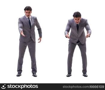 Businessman isolated on the white background. The businessman isolated on the white background