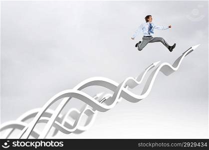 Businessman jumping