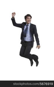 Businessman jumping