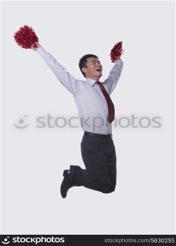 Businessman Jumping and Cheering