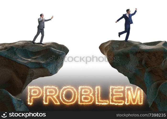 Businessman jumping over burning problems