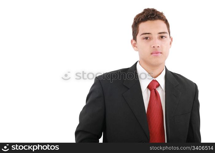 businessman looking at camera, isolated on white background