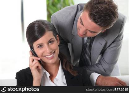 Businessman looking at his wife