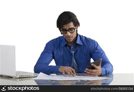 Businessman looking at some papers