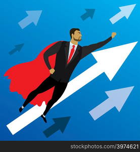 Businessman looking like Superhero flying to success,vector illustration. Businessman looking like Superhero flying to success