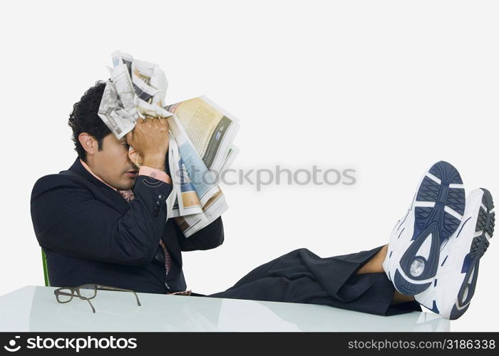 Businessman looking tired