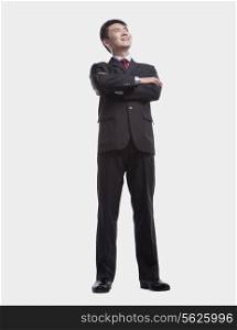 Businessman Looking Up, Full Length