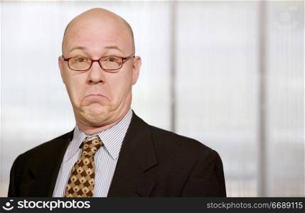 Businessman making a dramatic funny face