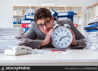 Businessman missing deadlines due to excessive work