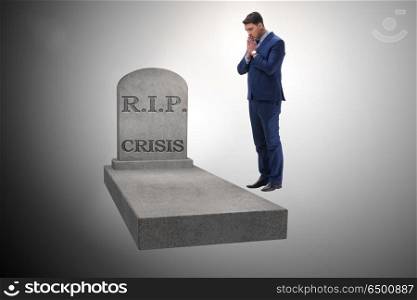 Businessman mourning the crisis in economy