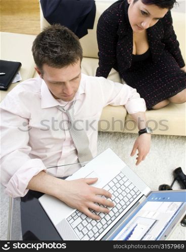 Businessman on a laptop