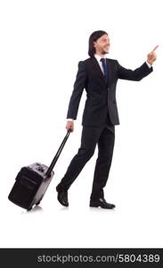 Businessman on business trip with luggage