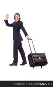 Businessman on business trip with luggage