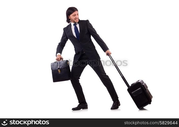 Businessman on business trip with luggage