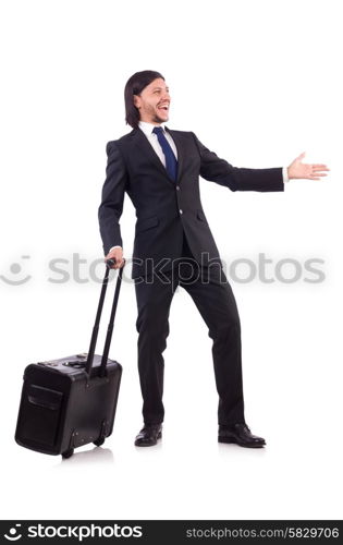 Businessman on business trip with luggage