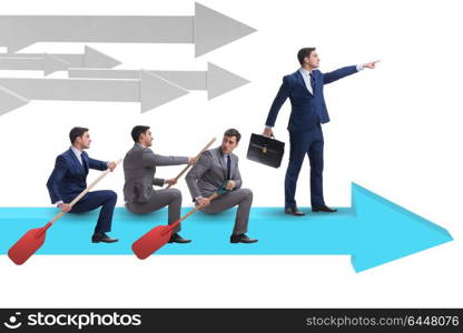 Businessman on line chart in business concept