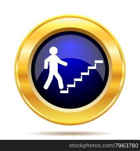 Businessman on stairs - success icon. Internet button on white background.