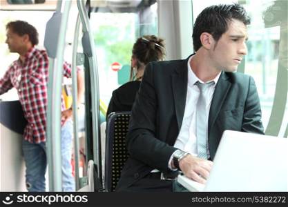 Businessman on the bus