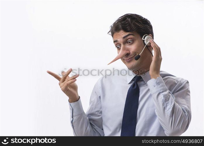 Businessman on the phone lying to his opponent