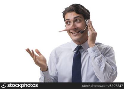 Businessman on the phone lying to his opponent. The businessman on the phone lying to his opponent