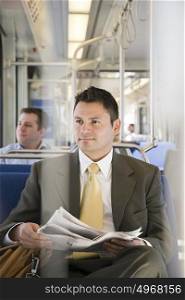 Businessman on train