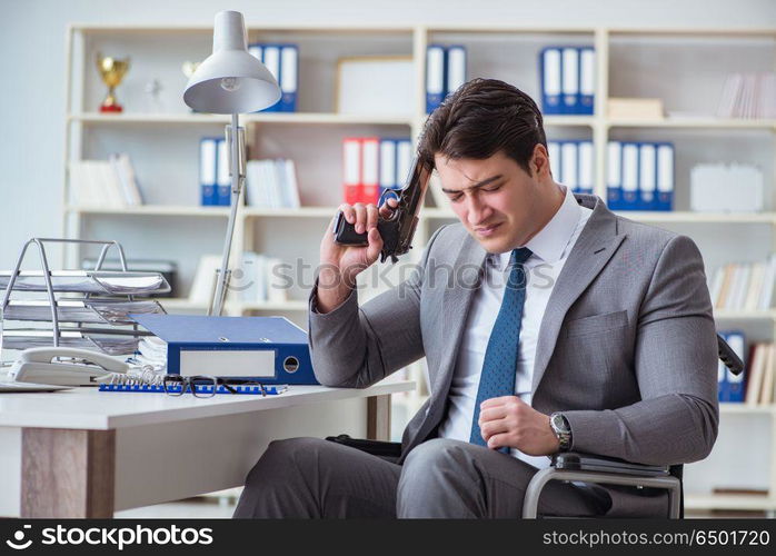 Businessman on wheelchair committing suicide