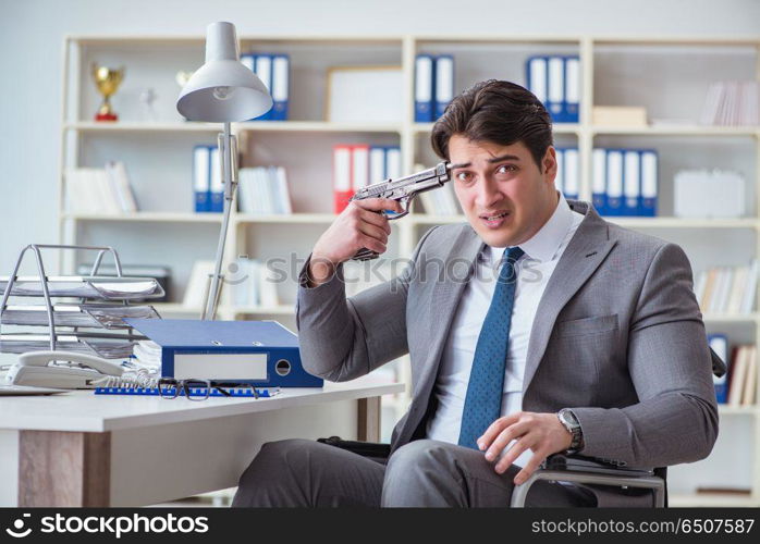 Businessman on wheelchair committing suicide