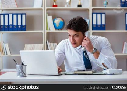 Businessman operator agent working in the office