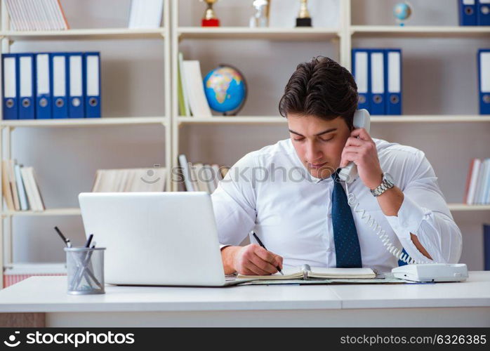 Businessman operator agent working in the office