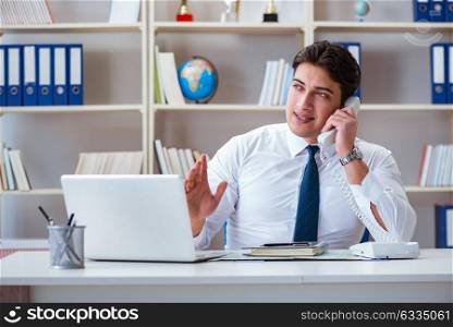 Businessman operator agent working in the office