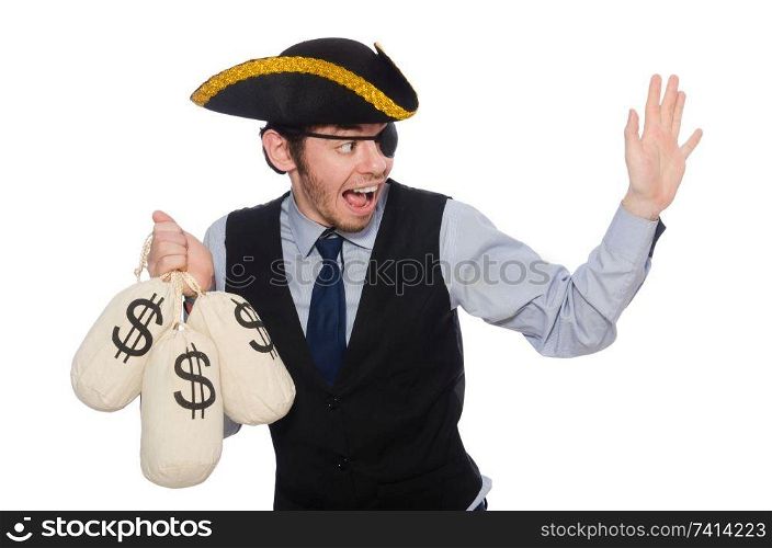 Businessman pirate isolated on white background