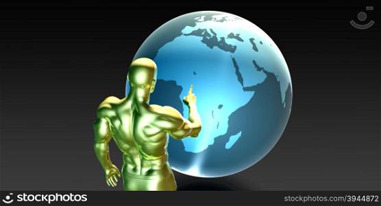 Businessman Pointing at Africa or African Business Investment