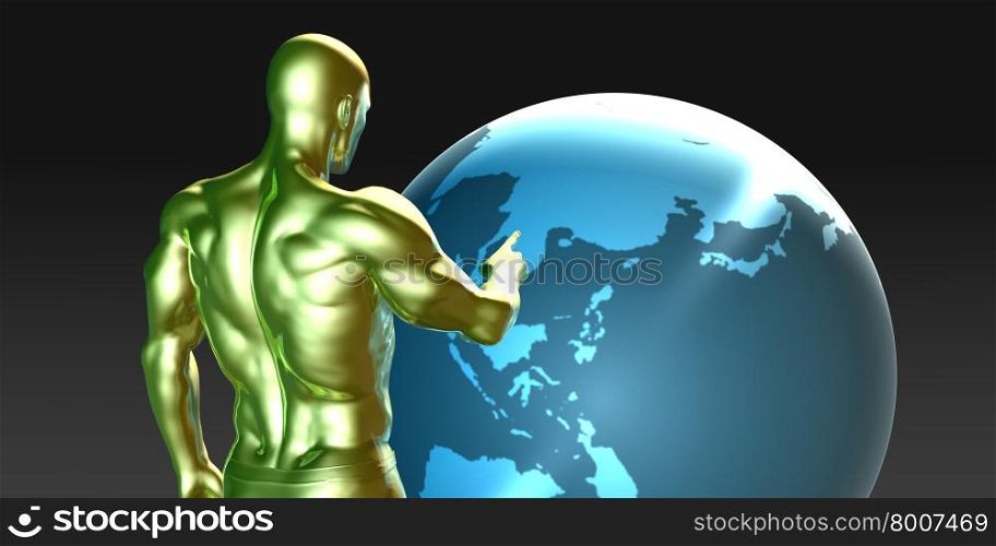 Businessman Pointing at Asia or Asean States Concept