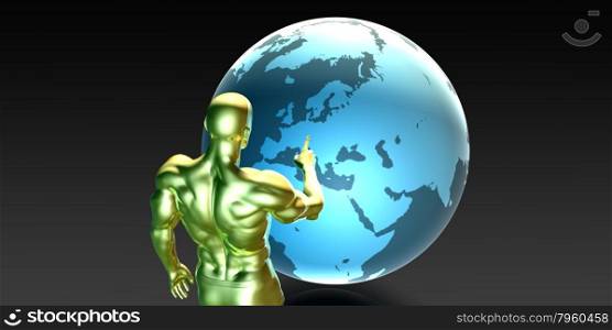 Businessman Pointing at Europe or European Business Investment