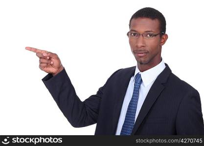 Businessman pointing his finger
