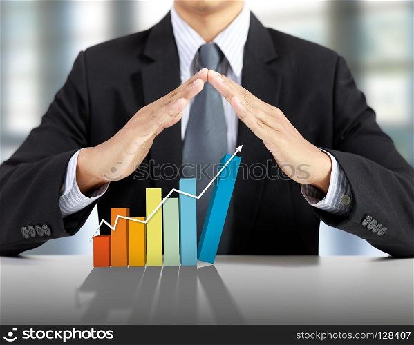 Businessman present rising graph, business growth concept