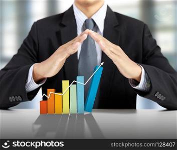 Businessman present rising graph, business growth concept