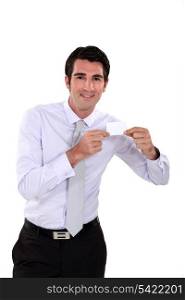 Businessman presenting card