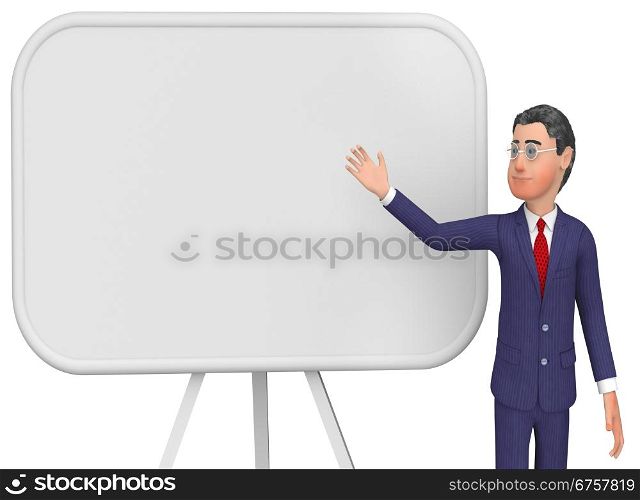 Businessman Presenting Showing Blank Space And Signboard